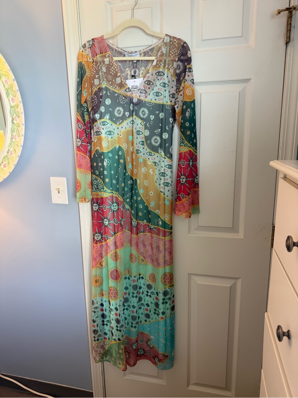 NWT Never Fully Dressed Boho Patchwork Mesh Maxi Dress in Multicolo. Size 12 US.